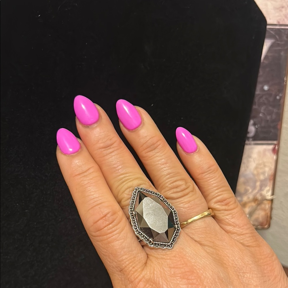 Statement Black Gemstone Ring - image 1